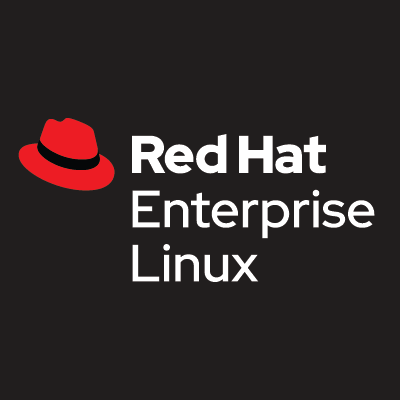 Red Hat RHEL Logo ciemne tło biały napis