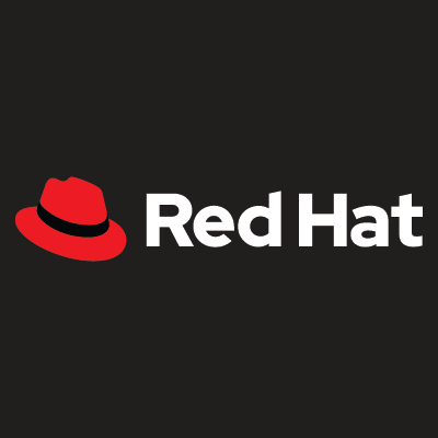RedHat Logo ciemne tło biały napis