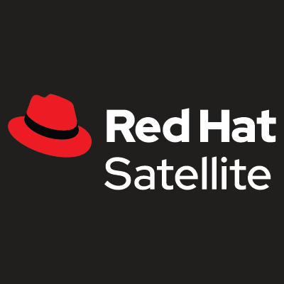Red Hat Satellite Logo ciemne tło biały napis