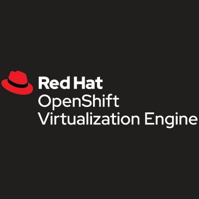 RedHat OpenShift Virtualization Engine Logo ciemne tło biały napis